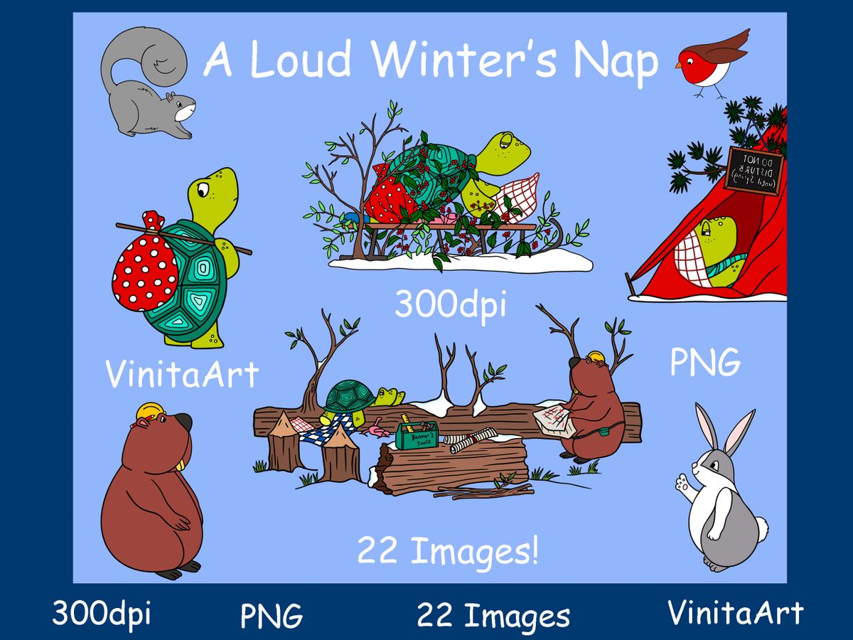 A Loud Winter's Nap, storybook clipart, digital download, printable ...