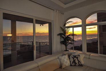 The sun sets over the gulf from Oct-March.