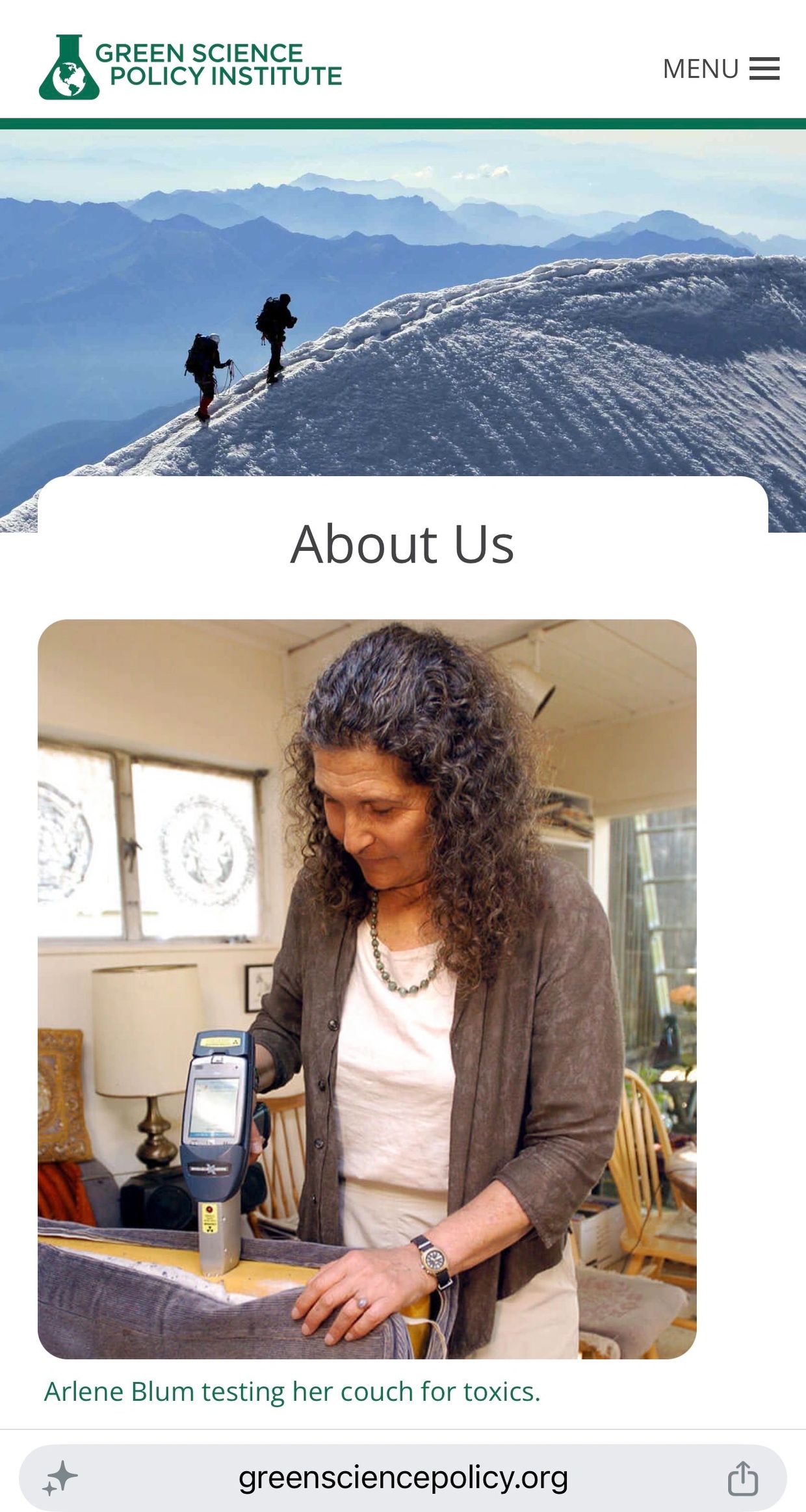 Woman testing her couch for toxins with a device indoors.