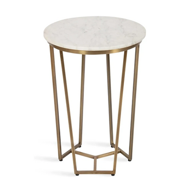 Kate and Laurel Solvay Round Metal and Marble Side Tabler
