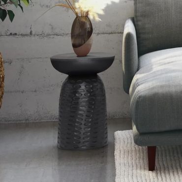 SIMPLIHOME Boyd SOLID MANGO WOOD 13 inch Wide Round Contemporary Wooden Accent Table in Black