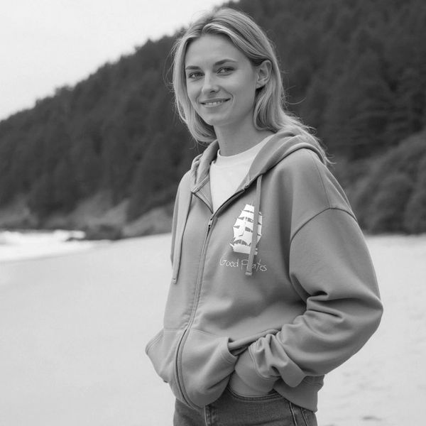 Zip Up Organic Cotton Hoodie available Now on GOOD PIRATES STORE. 