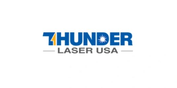 Thunder Laser USA logo with blue and orange design.
