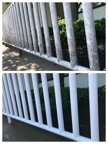 Before After Commercial Hand Railing Cleaning Columbus Ohio. Jett Power Washing