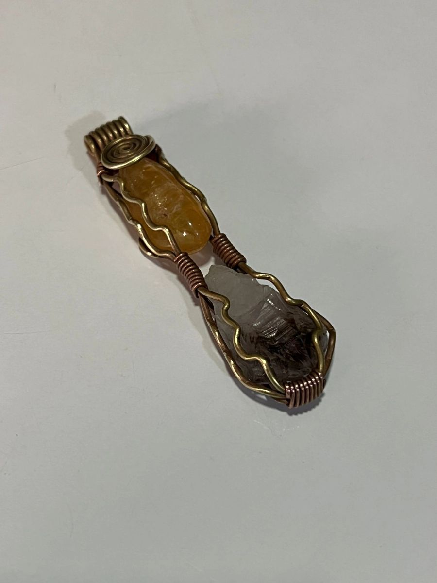 Citrine & Smoky Quartz in Brass — view 1 of 1