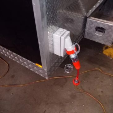 Appliance inlet socket to power a catering trailer