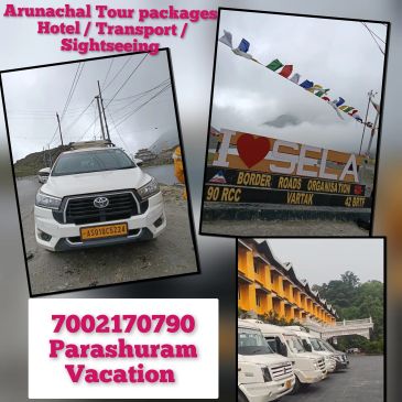 Advertisement for Arunachal tour packages including hotel, transport, and sightseeing.