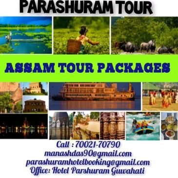 Advertisement for Assam tour packages by Parashuram Tour.