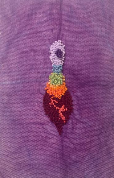 2025 | Hearted
Yarn on hand dyed monks cloth | 10x15in