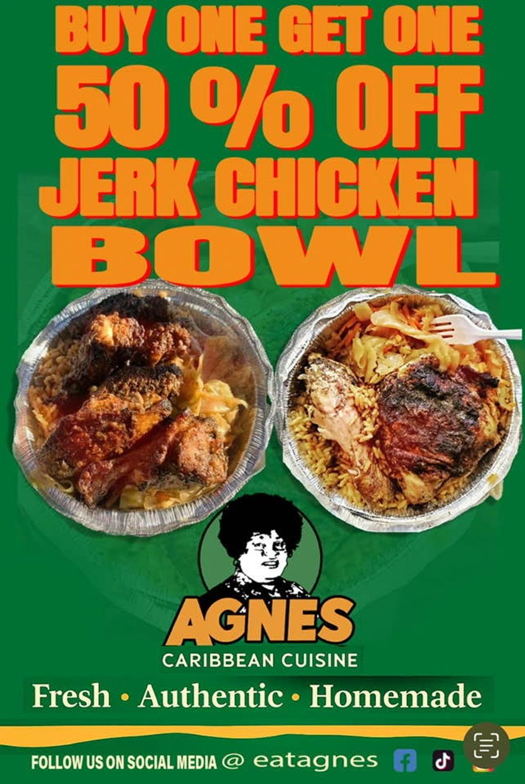 BOGO 50% OFF JERK BOWLS 

