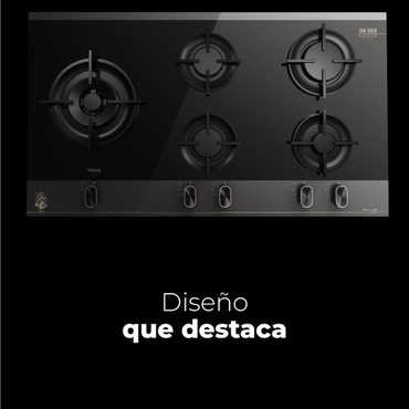 Estufa de gas moderna con diseño elegante en negro.