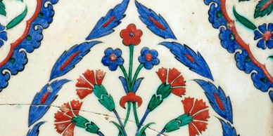 Iznik Tile with Bouquet of Carnations, Ottoman TUrkey, circa 1575