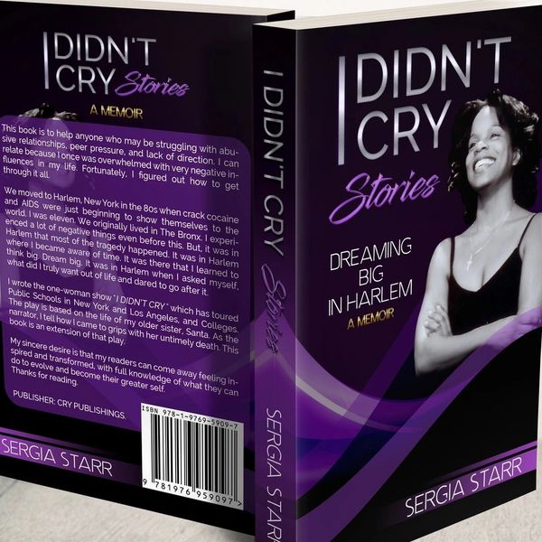 Book cover of 'I Didn't Cry Stories' by Sergia Starr with a smiling woman on the front.