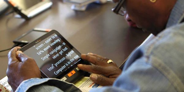 Woman using screen reader