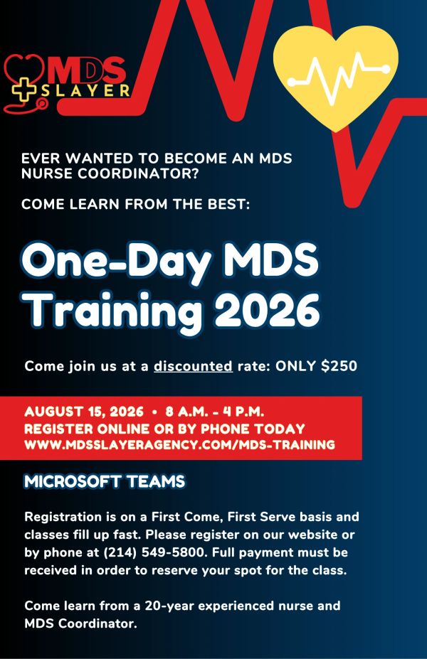 One-Day MDS Training 2026 for nurse coordinators on August 15, online via Microsoft Teams.