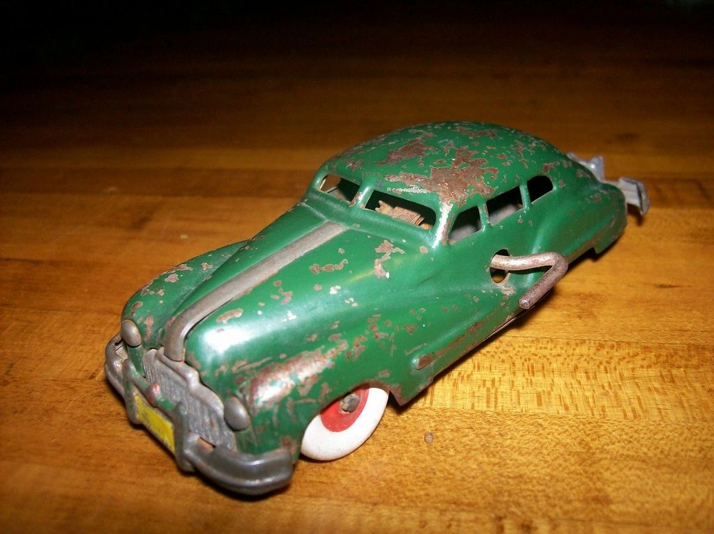 Pressed Steel Tin Wind Up Toy Car Occupied Japan