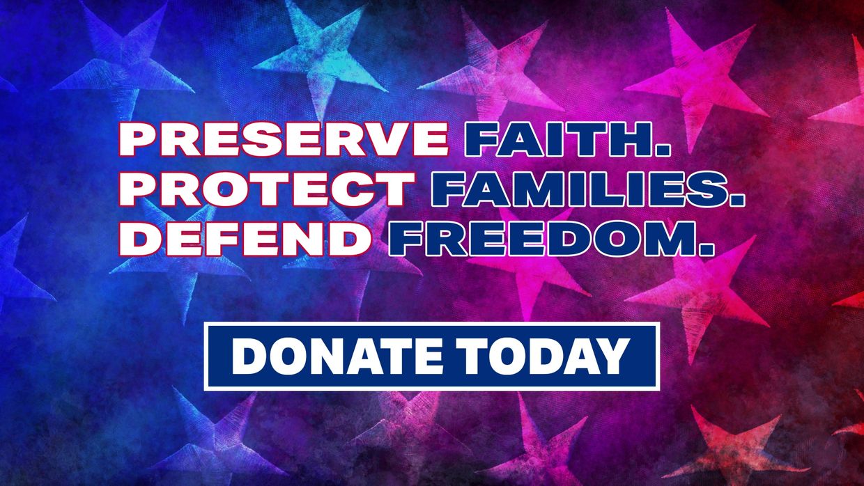 Patriotic call to donate for faith, families, and freedom.