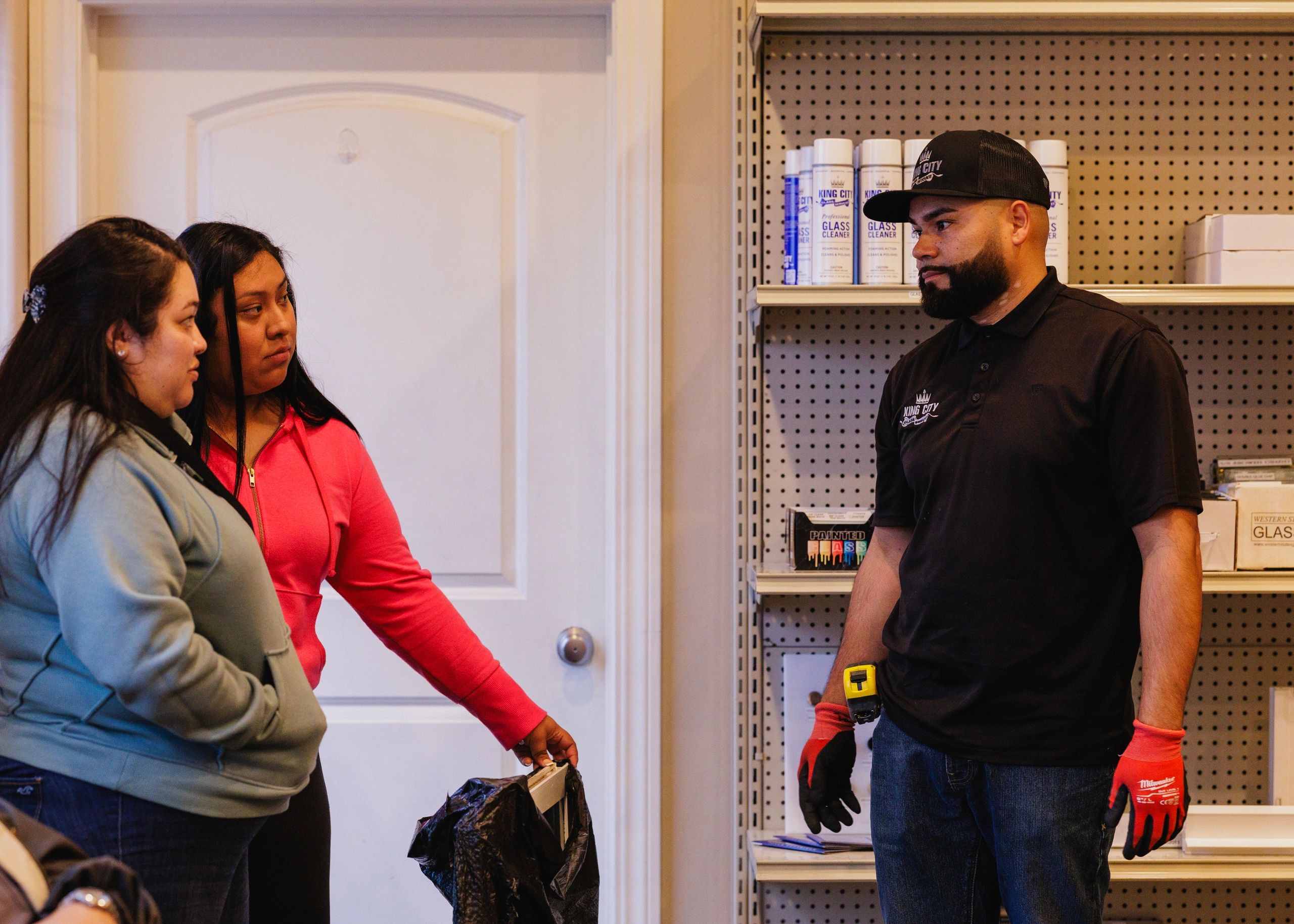 Aaron Perez attending to customers 