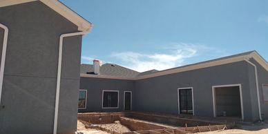 White 6” gutters with downspout extensions !