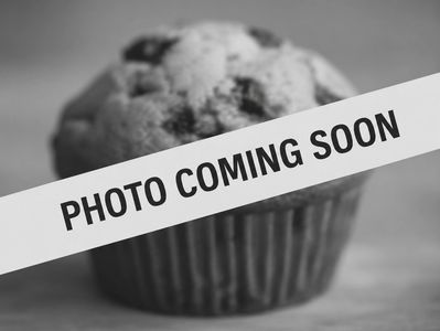 A blurred muffin with a 'Photo Coming Soon' banner across the image.