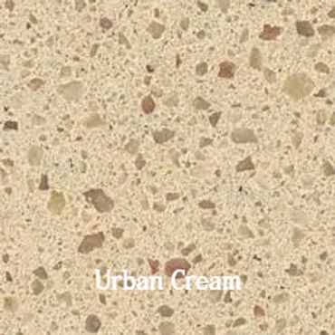 Cream-colored terrazzo surface with speckles.