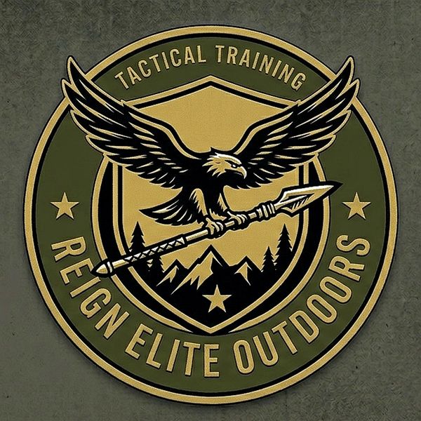 Logo featuring an eagle holding a spear for tactical training outdoors.