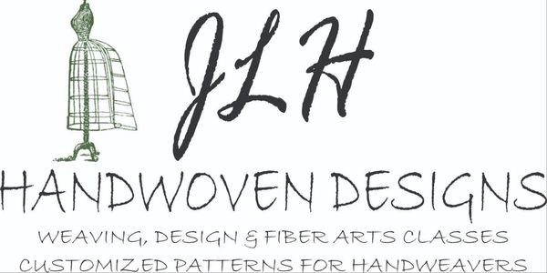 Logo for JLH Handwoven Designs featuring a dress form and text.
