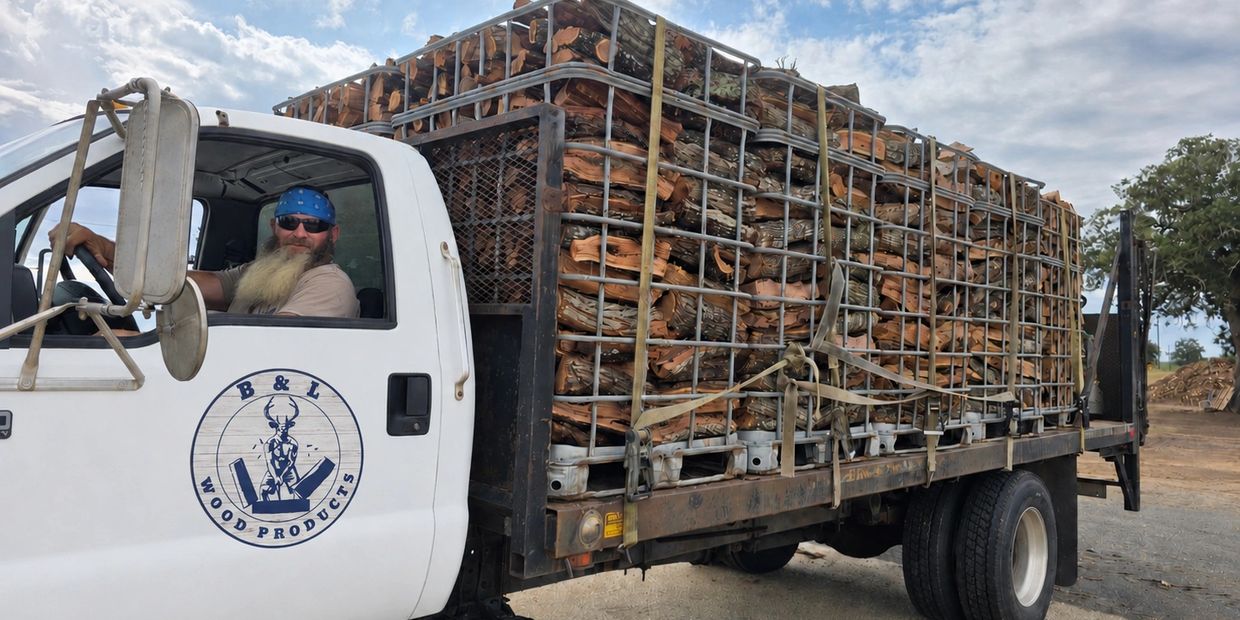 Delivery Truck loaded with wood destined for our Restaurants