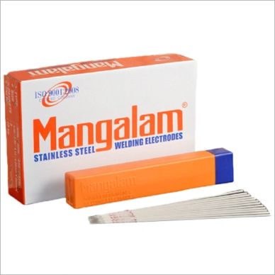 Box of Mangalam stainless steel welding electrodes.