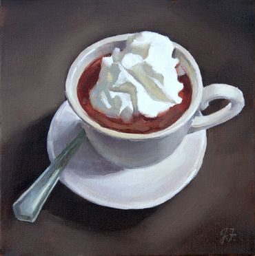 painting of a cup of hot cocoa