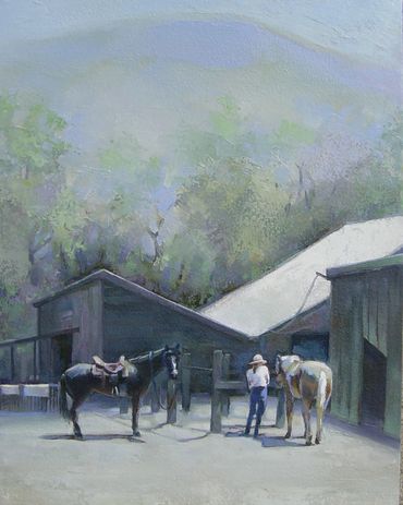 horse and rider at the stables