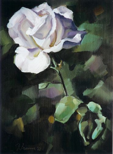 white rose oil painting