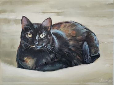 Calico cat portrait painting