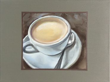 painting of coffee cup with vanilla latte