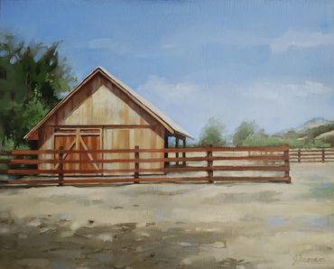 painting of old pump house on the ranch