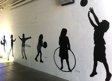 mural of kids playing