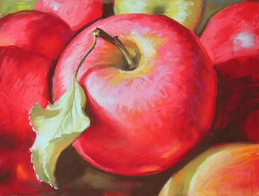 soft pastel painting of gala apples