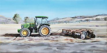 John Deer tractor painting, farm art