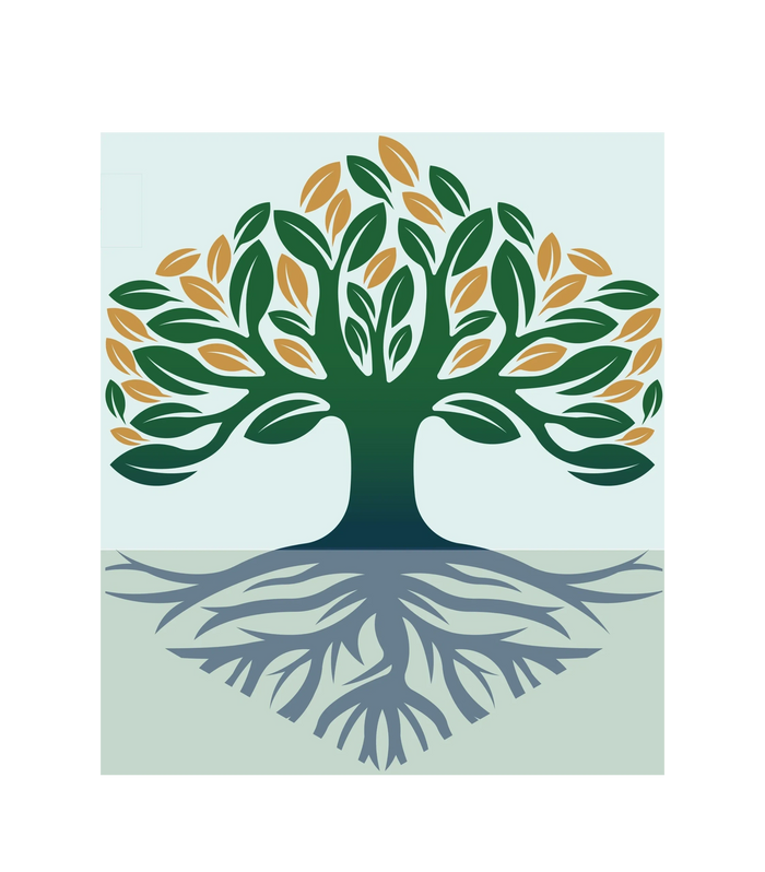 The logo is a metaphor: a fruitful tree reaching for the sky, with strong roots.