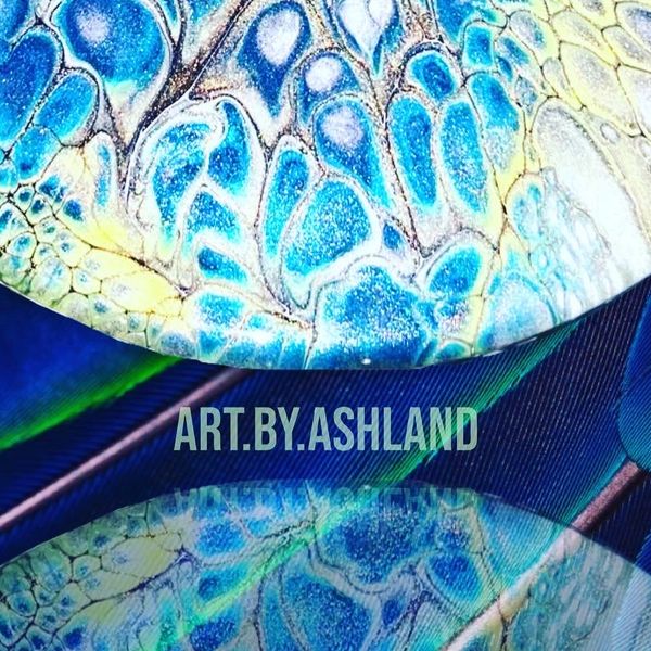 Custom made blue and green shimmery coaster 