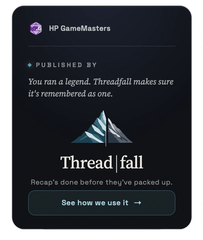Logo and icon for Threadfall chronicle app. 