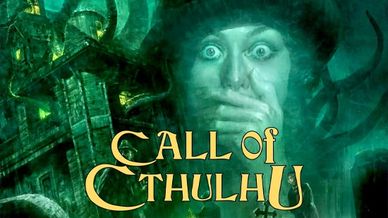 A terrified woman in a dark, eerie underwater scene with the title 'Call of Cthulhu'.