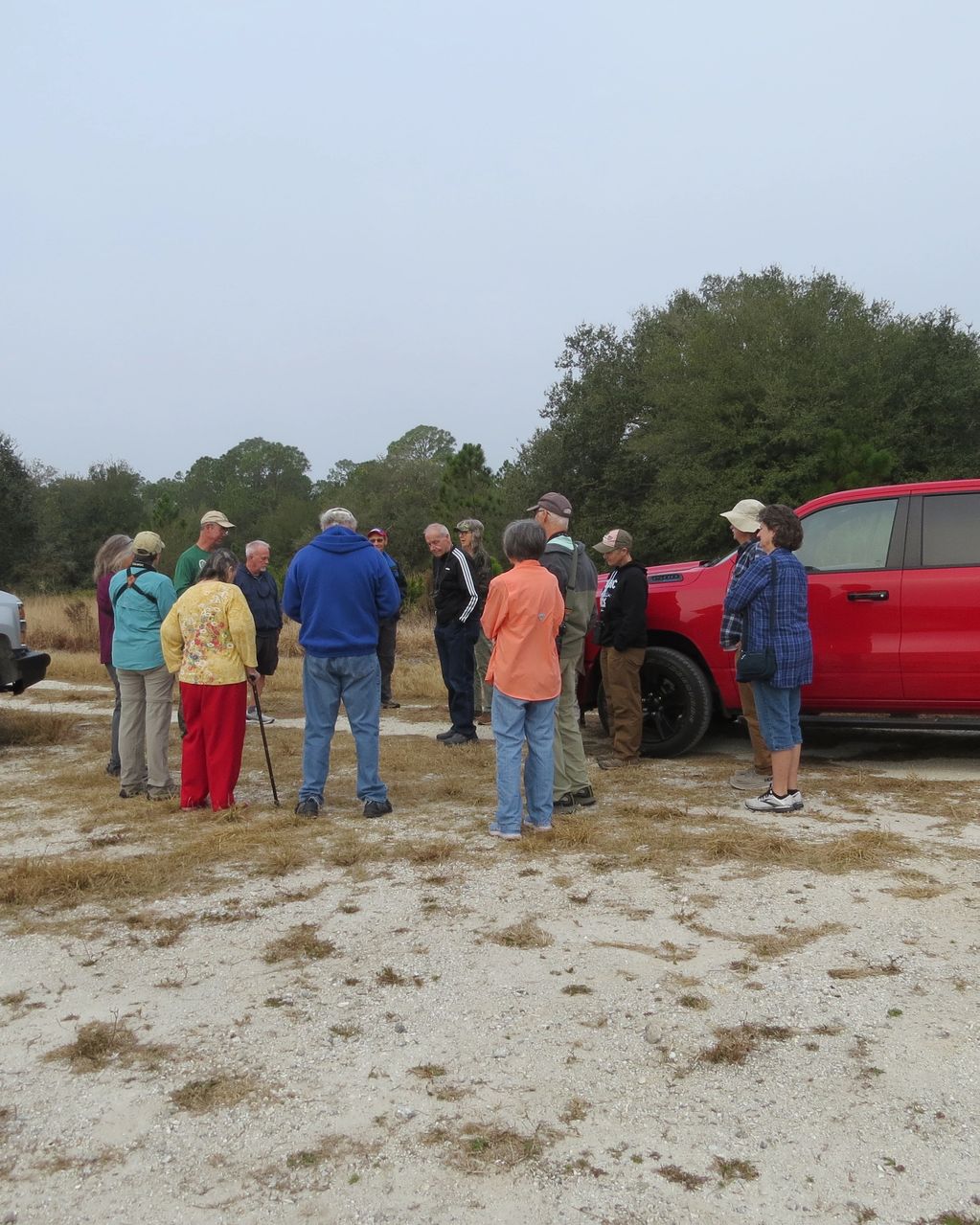 Our first gathering after entering.  Steve Shattler going over the days agenda. 