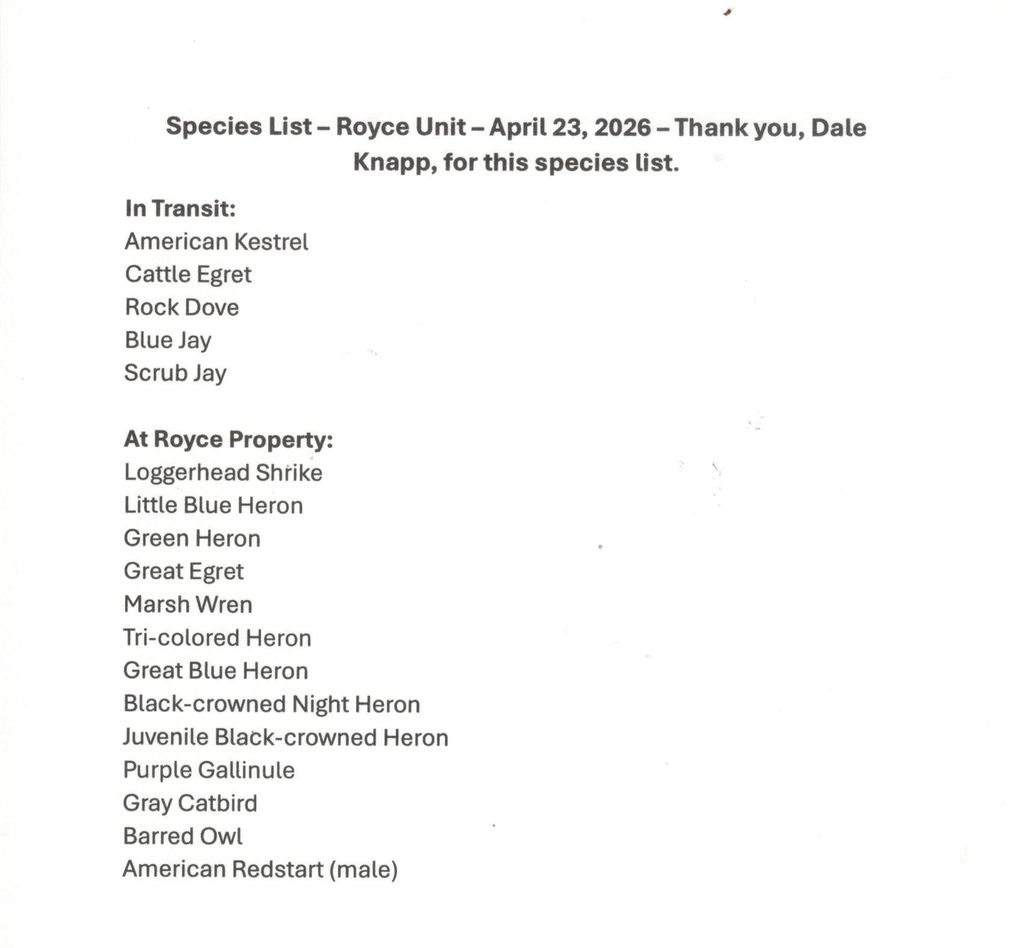 Dale and Dorothy conpiled this list