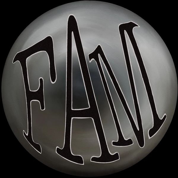 A circular design with the distorted word 'FANI' on a gray background.