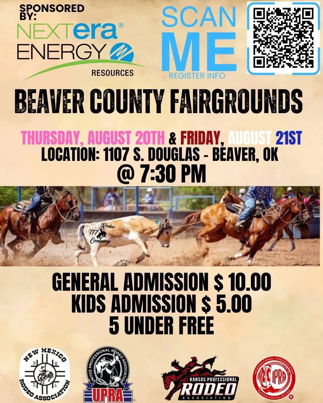 Beaver County Fairgrounds rodeo event on August 20-21.