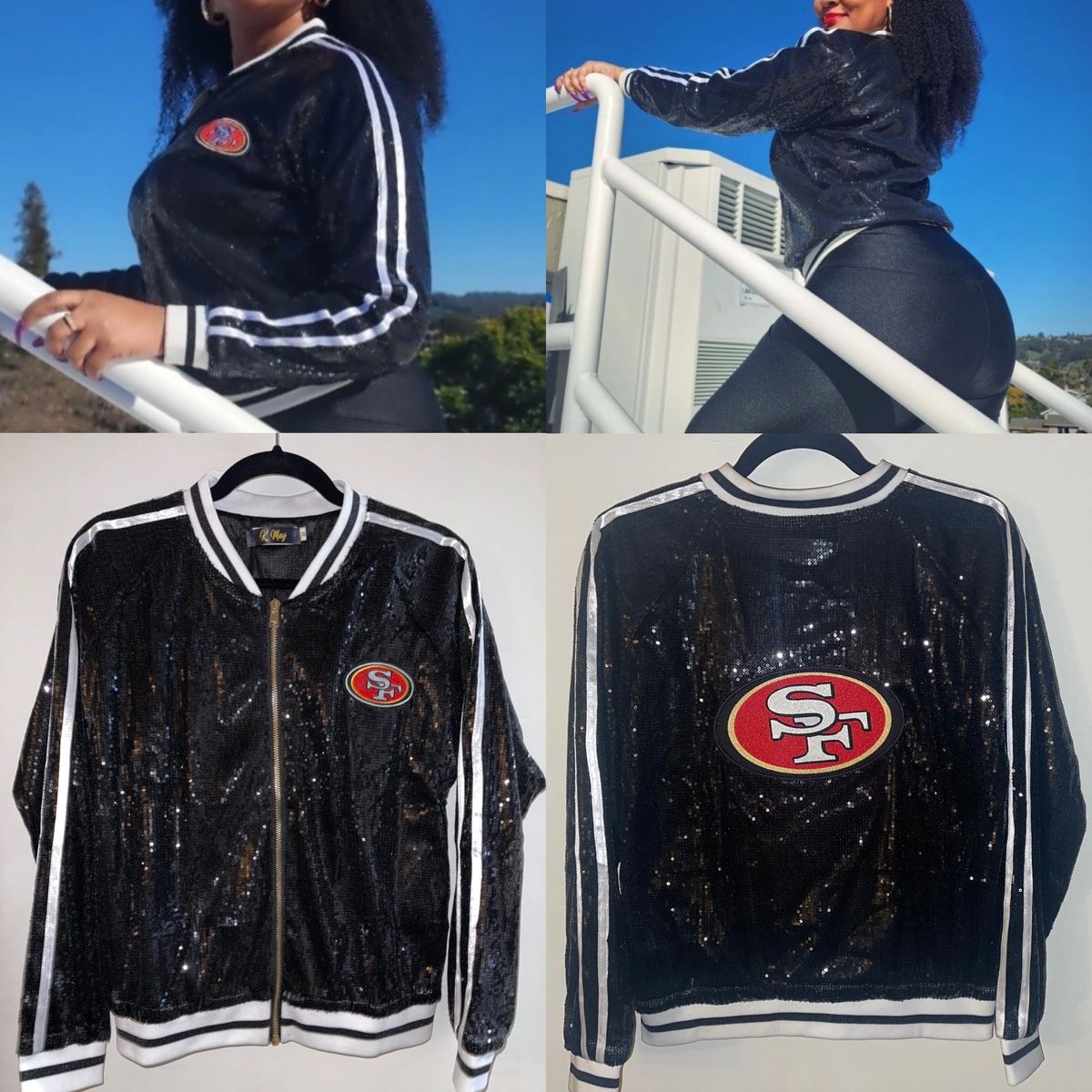 San Francisco 49ers E40 Black Sequin Jacket