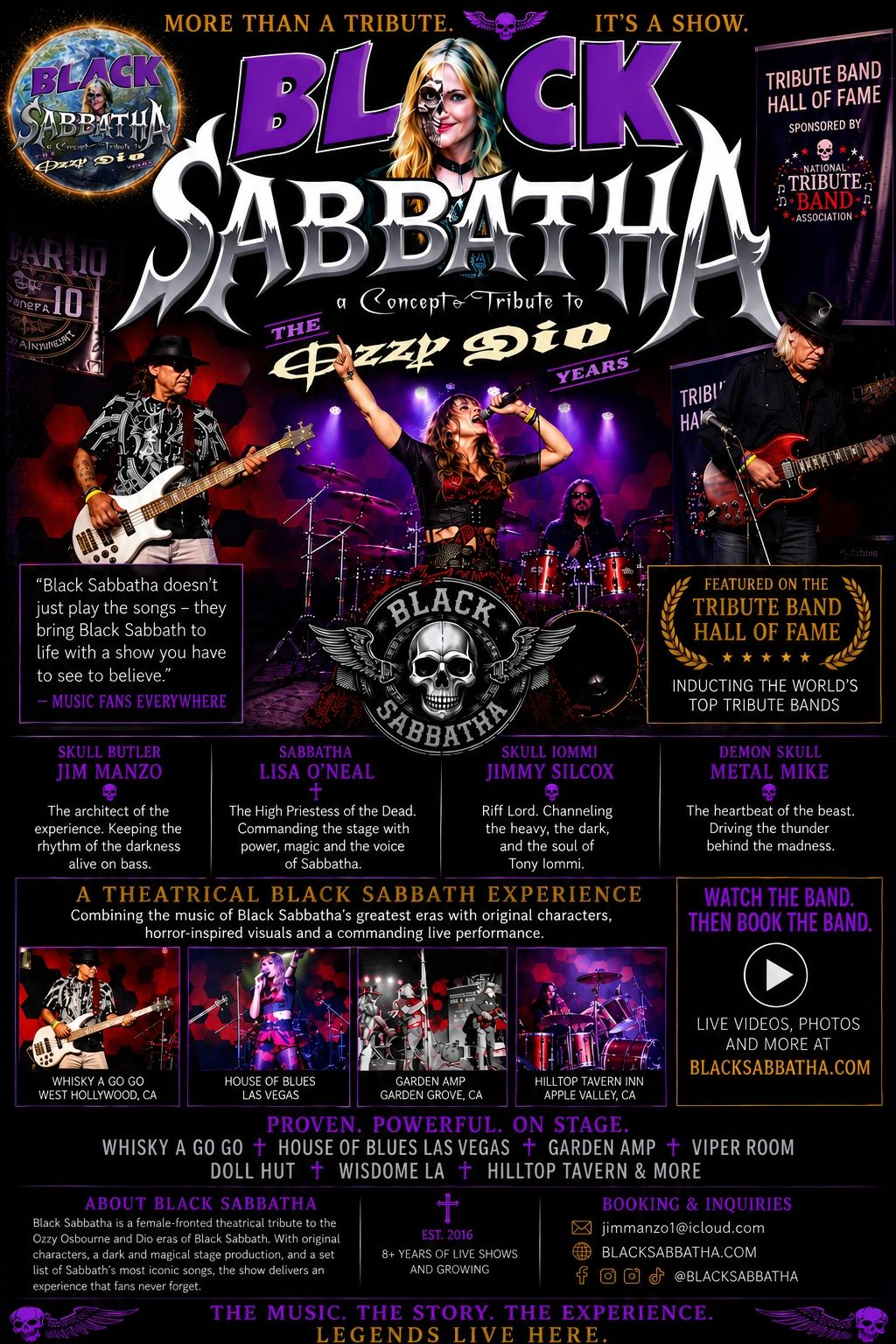 Promotional poster for Black Sabbatha tribute band honoring Ozzy and Dio eras of Black Sabbath.