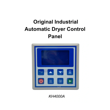 Industrial automatic dryer control panel by Launex with multiple function buttons.