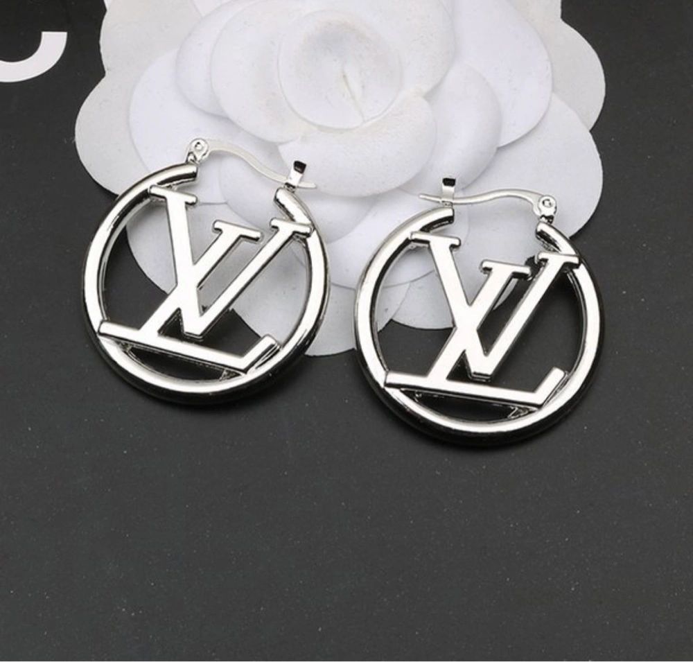 silver lv earrings